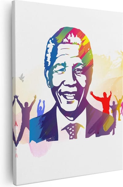 Artaza Canvas Schilderij Portret Mandela - 40x50 cm - Wanddecoratie Pop Art - Muurdecoratie Abstract - Schilderijen Op Canvas