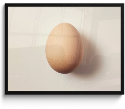 Fotolijst inclusief poster - Posterlijst 70x50 cm - Posters - Ei - Beige - Ovaal - Egaal - Foto in lijst - Keuken decoratie muur - Wanddecoratie accessoires - Muurdecoratie - Schilderijen