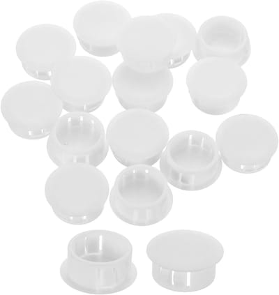 Kunststof Gatstoppers - Paneelstoppers Ronde Doppen - Meubels Afwerken - Klikontwerp Stevig - 22 mm 15 stuks - Wit