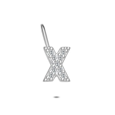 Twice As Nice Hanger in zilver, letter X met steentjes