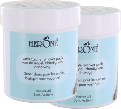 Herome 2-Pack Nagellakremover Pads - Nagellakverwijderaar - Mild en Verzorgend - Acetonvrij - 2x100 Pads