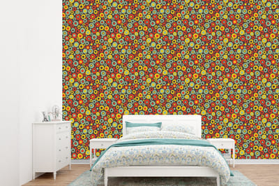 Behang - Fotobehang Patroon - Jaren 70 - Retro - Bubbel - Breedte 360 cm x hoogte 260 cm