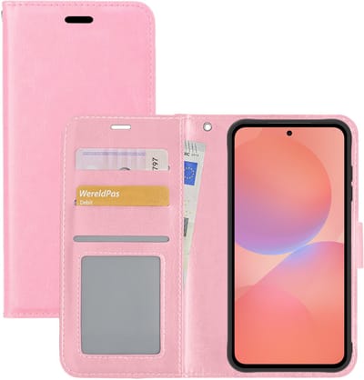 Hoesje - Met Pasjeshouder - Geschikt voor Samsung Galaxy A36 - Luxe Bookcase Portemonee - Flip Case - Kunstleer Book Case - Flipcase - Book Cover - Walletcase - Portemonneehoes - Lichtroze