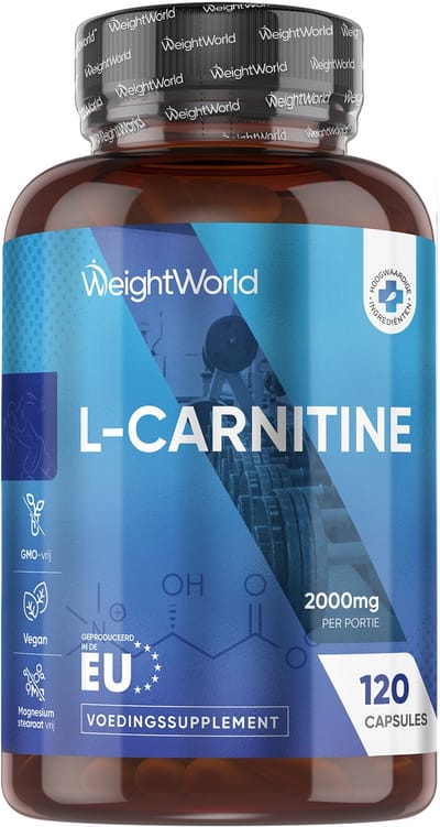 WeightWorld L-Carnitine capsules - 2000 mg Carnitine - Populair onder sporters - 120 vegan capsules voor 1+ maand voorraad