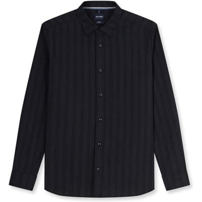 OLYMP Casual Overhemd, Regular Fit, Kent, Zwart