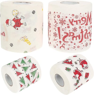 Kerst Toiletpapier - Thema Papier Rollen - Feestdagen Decoratie - Biologisch Afbreekbaar - 4 Rollen - Diverse Kleuren