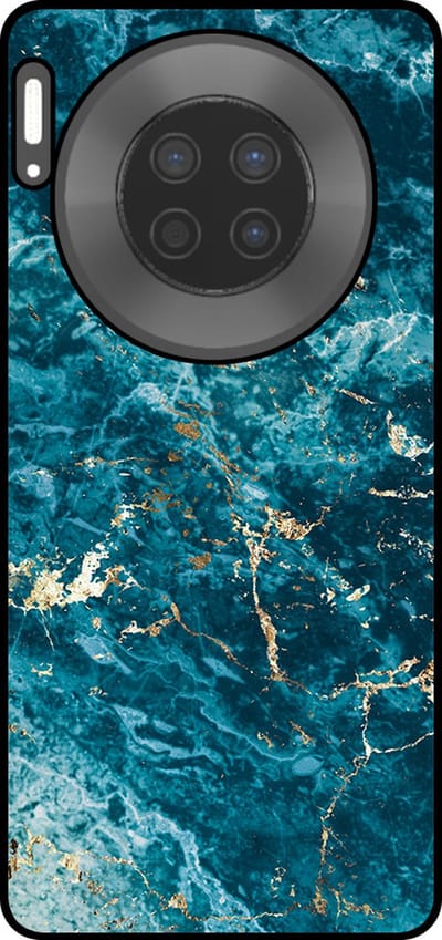 Smartphonica Telefoonhoesje Geschikt voor Huawei Mate 30 met marmer opdruk - TPU backcover case blue marble design - Blauw geschikt voor Huawei Mate 30
