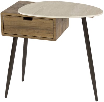 Giga Meubel Nachtkastje Travino Rechts - Hout/Travertin - 60x35x60cm