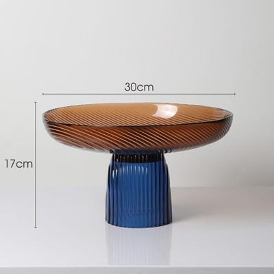 Color-blocking High-end Licht Luxe Glazen Fruitschaal Ornamenten voor Woonkamer Huis Koffietafel Eettafel Blad Decoratie Fruit Snack Snoepschaal Color Matching Brown - High
