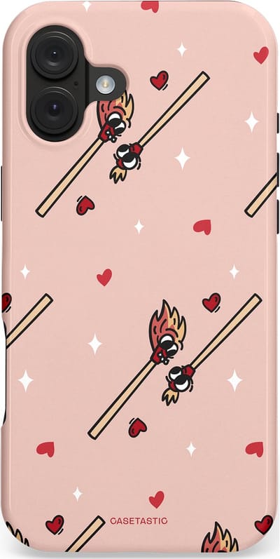 Casetastic hoesje geschikt voor Apple iPhone 16 Plus - MagSafe - Dubbellaagse bescherming - Vurige liefde - Fashion Case - Perzik Zand