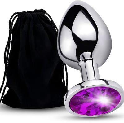 Elegant Anal Plug - Roestvrij Staal - L - Fuchsia Kristal