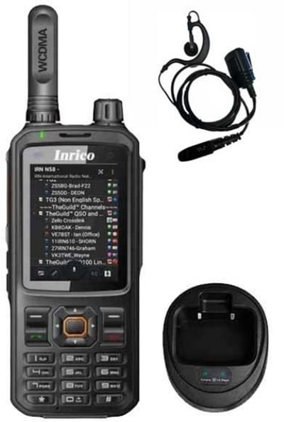 Inrico T320 V2 4G LTE Zello Portofoon, GPS, Smartphone, GSM, Wifi, tafellader en D-shape oortje