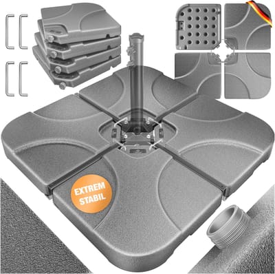 KESSER® Parasoltegel Parasolvoet vulbaar tot 60 liter / 80 kg met water of zand Inclusief metalen verbinders - Grijs