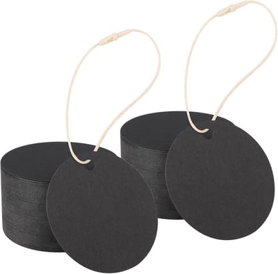 Cadeaulabels Zwart - 400 stuks Etikettenhangers 6 cm - Stevig 300 gsm Etiketpapier - Rond Beschrijfbare Labels voor Cadeaus en Geschenken - Kraftpapier Hangtags