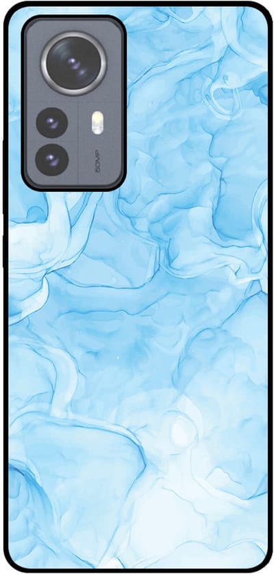 Smartphonica Telefoonhoesje Geschikt voor Xiaomi 12 Pro met marmer opdruk - TPU backcover case marble design - Lichtblauw geschikt voor Xiaomi 12 Pro
