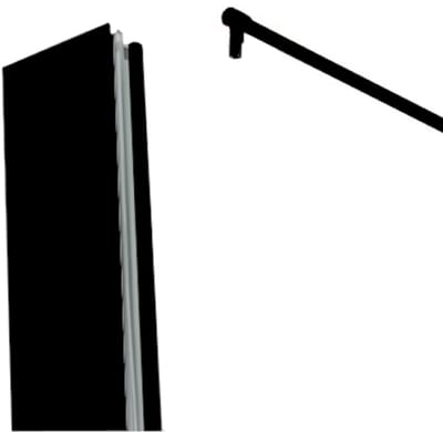 LINEA UNO - Muurprofiel + stabilisatiestang zwart 200 cm - Mat zwart - Bevestiging voor douchewand / inloopdouche - 9903