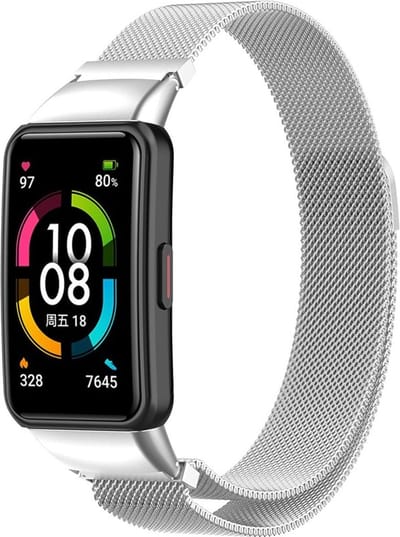 KELERINO. Milanees bandje geschikt voor Huawei Band 6 - Zilver