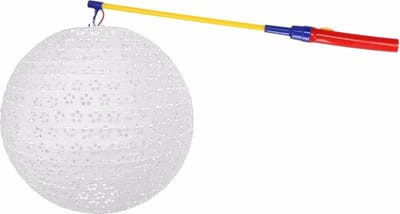 Luxe witte lampion 35 cm met lampionstokje - Sint Maarten lampionnen