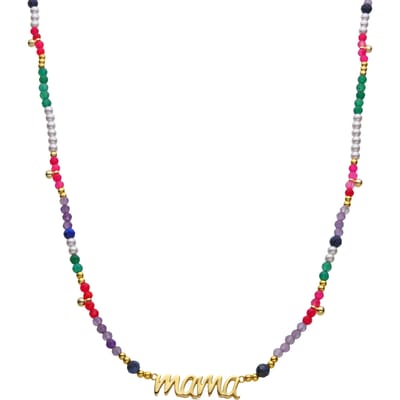 Luxenter Ketting van 925 sterling zilver en veelkleurig kristal met 18-karaats geelgouden afwerking - Mama