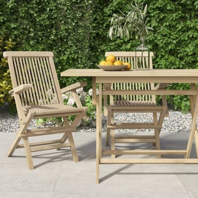 vidaXL - Opklapbare - stoelen, - 2 - stuks, - grijs, - 56x61x89 - cm, - massief - teakhout
