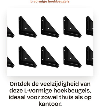 Dailygoods- Hoekbeugels Set van 10 - L-vormige Hoekverbinders - Zware Ondersteuning - Meubelverbinder - Duurzaam Ferrometaal - 90 Graden Ontwerp - Meubelverbinders