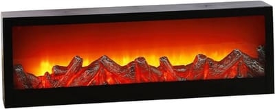 TIM® Sfeerhaard elektrisch - Sfeerhaarden -Sfeerhaard met Schouw- Wandhaard met barerij - Zwart- 10 cm x 60 cm x 20 cm
