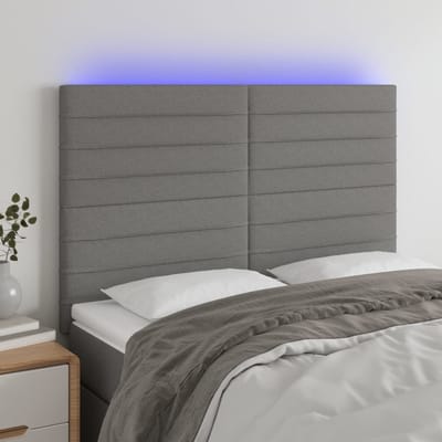 vidaXL - Hoofdbord - LED - 144x5x118/128 - cm - stof - donkergrijs