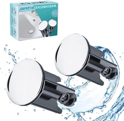 2 PCS Basin Stopper - Chrome Plated Drain Plug - Universele Badkamer Wastafel Stopper - Universele Wastafel Stopper - Gemaakt van Messing met Rubber Seal