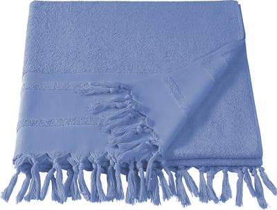 De Witte Lietaer Hamam strandlaken met flosjes Fjara - 100 x 180 cm - Blauw