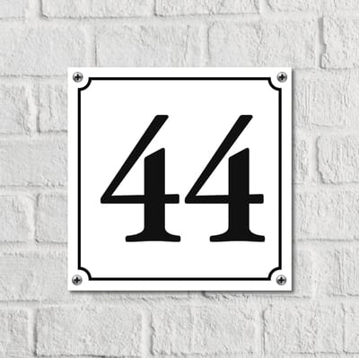 Huisnummerbord Wit Dibond Deluxe - Nummer 44 - incl. bevestiging | - naambord - nummerbord - voordeur