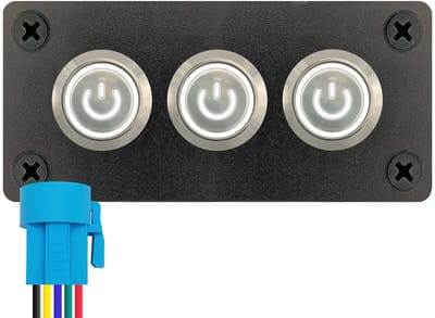 ProRide Metalen Drukschakelaars ON-OFF 220V - 16mm - Drievoudig inbouwpaneel - IP67 - LED indicatie Wit