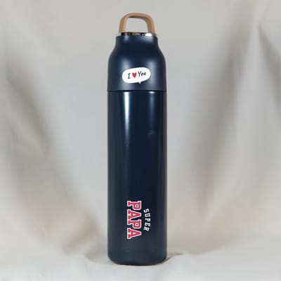 Thermosfles Papa Super Papa - Drinkfles Donkerblauw 500 ml - Papa Cadeau - Vader Cadeautjes - Papa Cadeau Verjaardag - Vaderdag Cadeau met Tekst - Vaderdag Geschenk