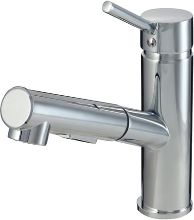 GOSPO Keukenkraan, eengreepsmengkraan in drie kleurversies, uittrekbare wastafelarmatuur van messing, kraan voor keuken of badkamer, mengkraan (chroom)