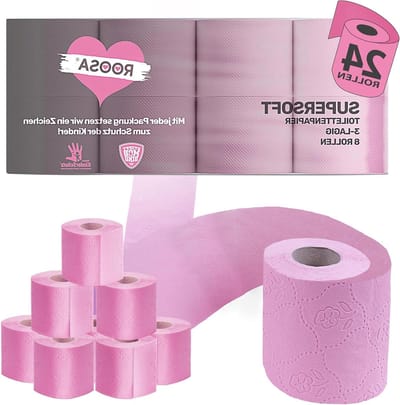 ROOSA® Toiletpapier 24 stuks | superzacht roze | 3-laags 130 vellen | Tiktok Star Beat Mörker | WC-papierkönig (24x roze)