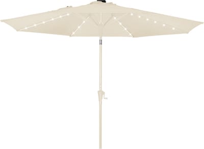 Blumfeldt Parasol voor balkon & tuin, Parasol met UV-bescherming, LED-verlichting & waterdicht, Ronde parasols, Stabiel & knikbaar, Zonwering met solar, Ronde parasol tuinscherm