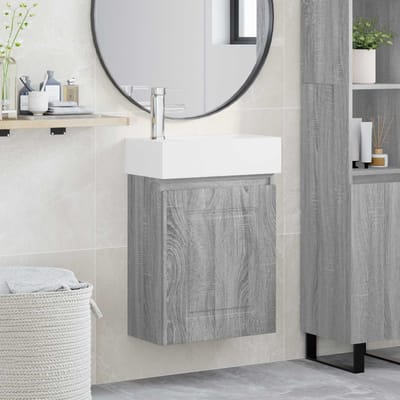 vidaXL - Badkamermeubel - met - kraan - Grijs - Sonoma - 45,5 - x - 22,5 - x - 84 - cm