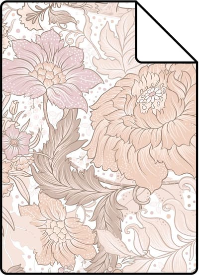 Proefstaal ESTAhome behang vintage bloemen lichtpaars en licht terracotta - 26.5 x 21 cm - 131192-S