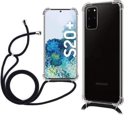 Telefoonhoesje Geschikt voor: Samsung Galaxy S20 Plus Telefoonhoesje met koord - Kettinghoesje - Anti Shock - Transparant TPU - Draagriem voor Schouder / Nek - Schouder tas - ZT Accessoires