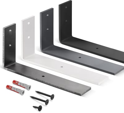 Metalen planksteun - Wandsteun L-vorm - Zelf planken maken - Poedercoating staal - 250x100 mm - Ruw staal