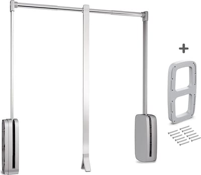 Emuca Washington Kledinglift- Garderobelift - Kledingroede - Kledingstang - Zilver - 45/60cm