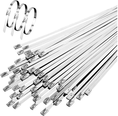 Dailygoods- Kabelbinders Roestvrij Staal 304 - Lange Metalen Kabelbinders - Brede Zelfborgende Kabelbinders - Universele Accessoires - Hittebeschermingsband - 4,6 x 300 mm - Kabelschoen