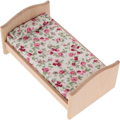 ApexArte® Luxe Poppenbed - Poppenbedje Hout - Poppenhuis Meubels - Natuurlijk