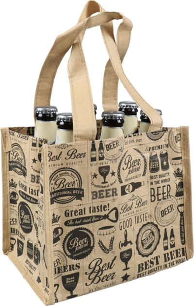Tas - Best Beer - PP - luxueuze draagtas - reusable - 21x 14x18cm - bier - bruin - 10 stuks