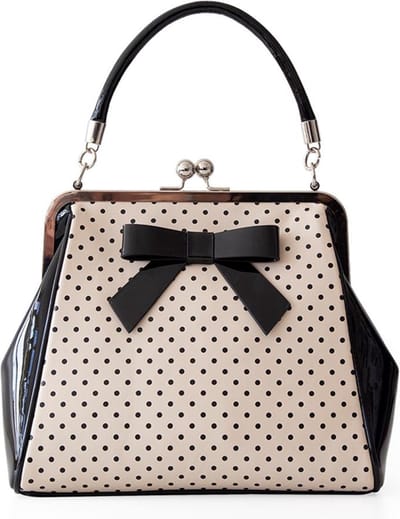 Banned Retro Polka Star handtas met Polkadot en strik - blush - (bxhxd) ca. 27cm x 24cm x 12cm