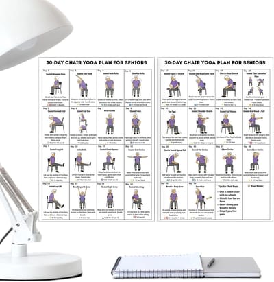 Stoel Workout Chart - Zittende Fitness Poster - Thuis Fitness - Beginner Vriendelijk - 20x25 cm - Meerdere Kleuren