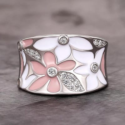 CAOSHI Esthetische Emaille Bloem Vingerringen voor Vrouwen Ingelegd met Schitterende Kristal Zirkonia Cocktailfeest Statement Sieraden 6