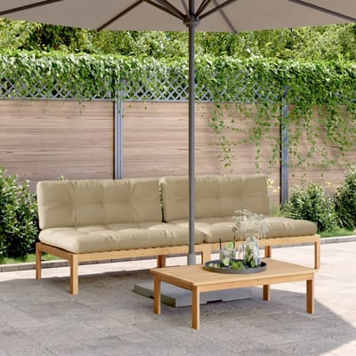 vidaXL - Tuinmiddenbanken - 2 - st - pallet - met - kussens - massief - acaciahout