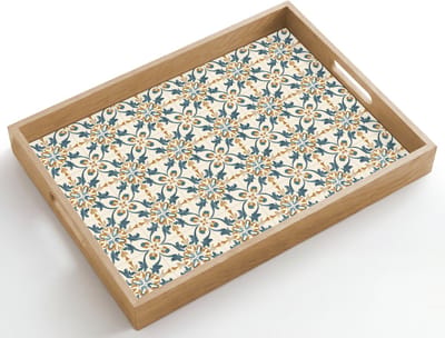 Dienblad hout 50x35 cm - Schootdienblad - Patroon - Klassiek - Kleurrijk - Borrelplank rechthoek - Plateau dienbladen