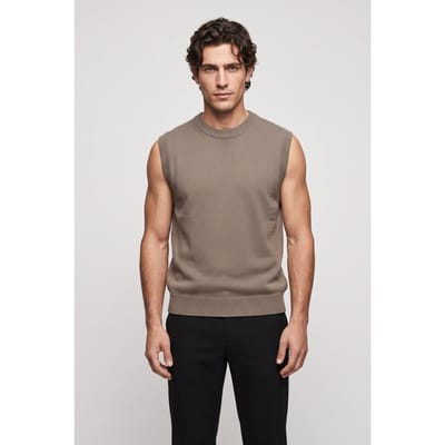 ARKET Texas Cotton Vest Khaki Maat: XS Short | Cardigans Outlet | Heren | Bruin