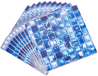 Allecto - 3D mozaïek tegelstickers - Zelfklevend - Blauw - Muurdecoratie - Keuken en badkamer - 10 stuks - 20 x 20 cm